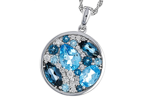 C329-22573: NECKLACE 2.31 TW BLUE TOPAZ 2.48 TGW
