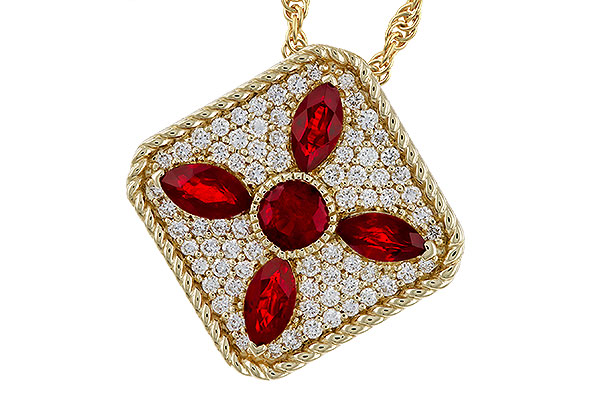 C329-23464: NECKLACE .81 TW RUBY 1.12 TGW