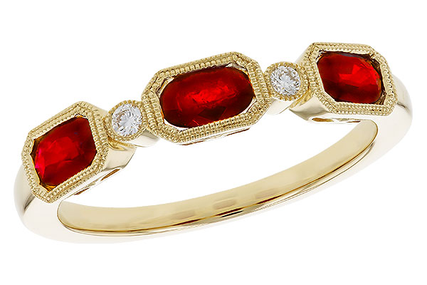 E329-20764: LDS WED RG .72 RUBY .77 TGW (4x3MM RUBY)
