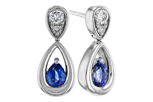 E329-21673: EARRINGS .42 SAPPHIRE .54 TGW (4x3 SAPP)