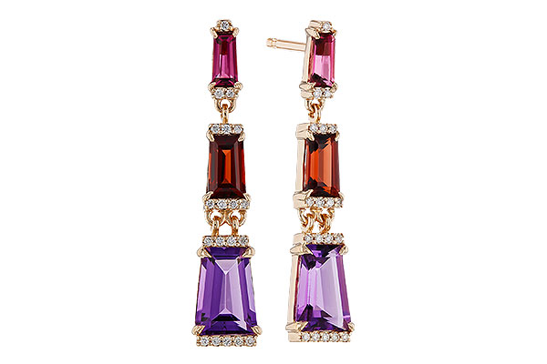 E329-22609: EARRINGS 1.98 SEMI-PREC (PT,GT,AMY) 2.05 TGW