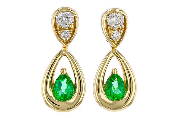 F329-22591: EARRINGS .20 EMERALD .32 TGW (4x3 EMER)