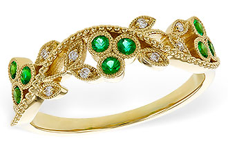 F329-27091: LDS WED RG .17 EMERALD TW .23 TGW