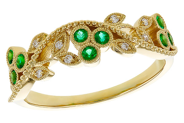 F329-27091: LDS WED RG .17 EMERALD TW .23 TGW