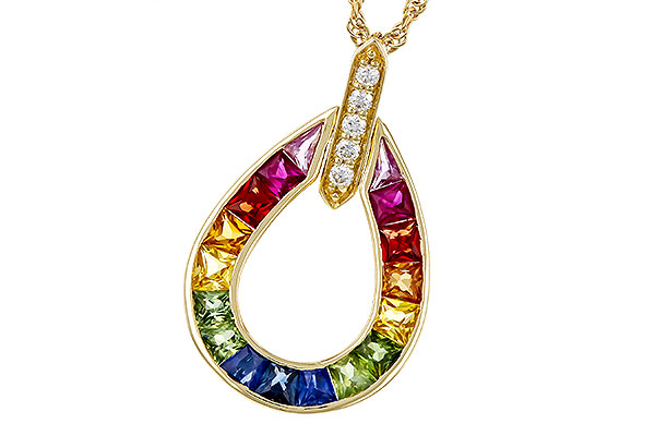 H329-21663: NECKLACE 1.10 MULTI-COLOR SAPPH 1.15 TGW