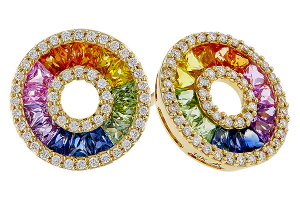 M329-21663: EARRINGS 2.10 MULTI-COLOR SAPP 2.37 TGW