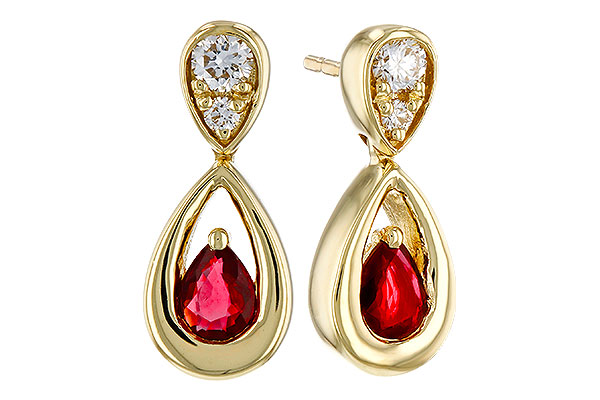 M329-21672: EARRINGS .40 RUBY .52 TGW (4x3 RUBY)
